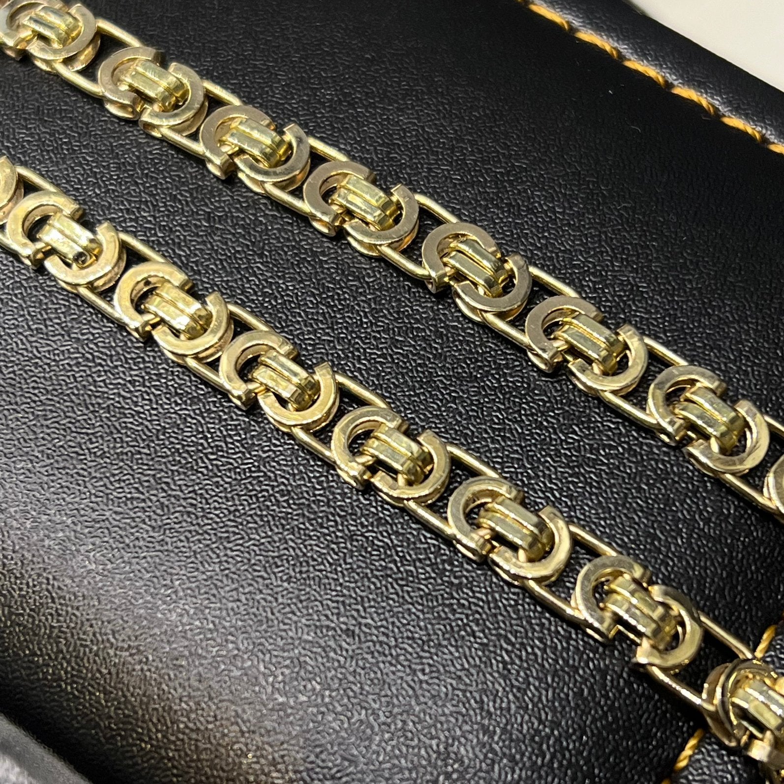 14k gouden ketting platte koningsketting schakel, Ophalen of Verzenden, Nieuw, Goud