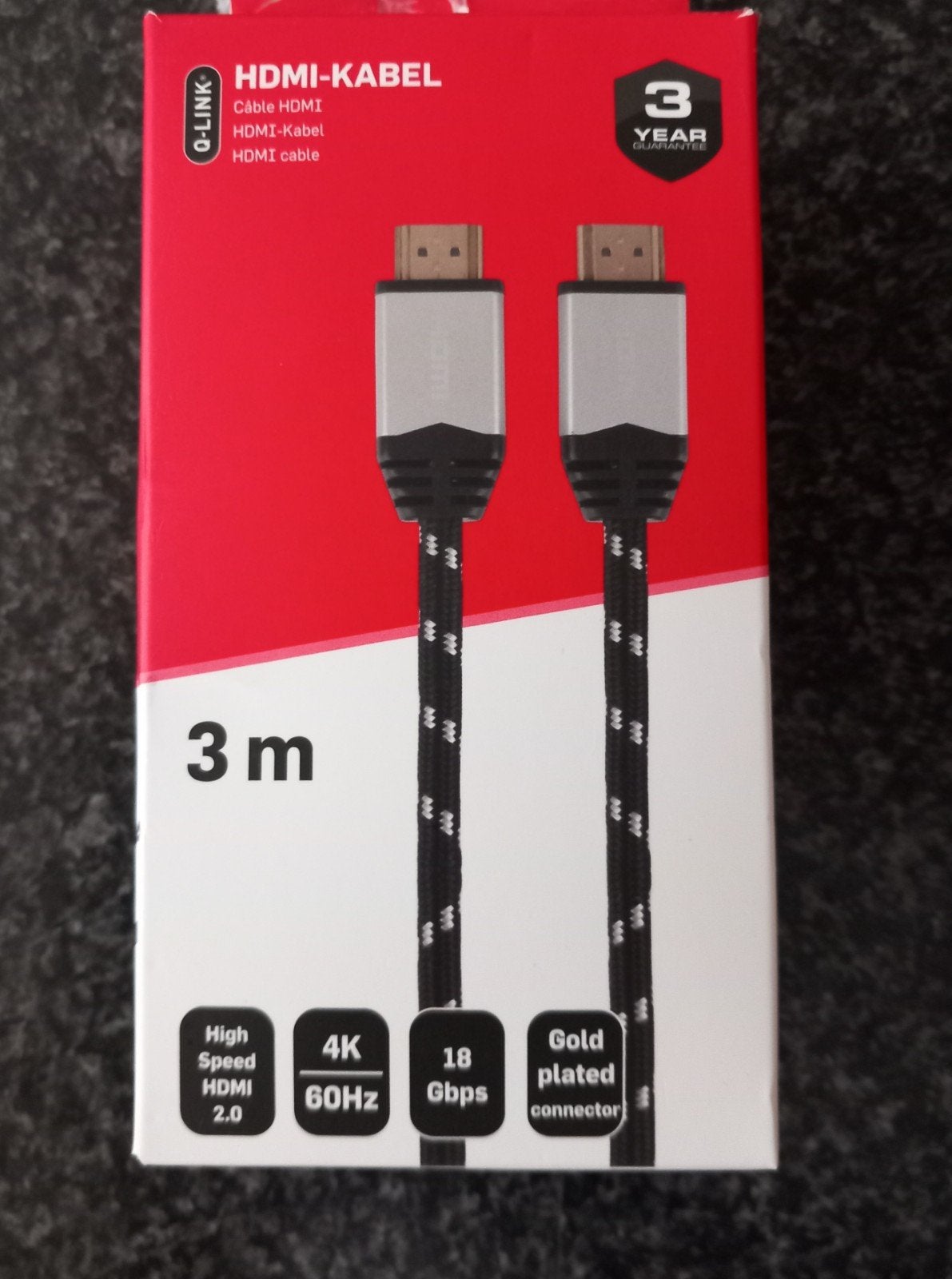 HDMI-kabel 3 meter, Ophalen, Zo goed als nieuw, 2 tot 5 meter, HDMI-kabel