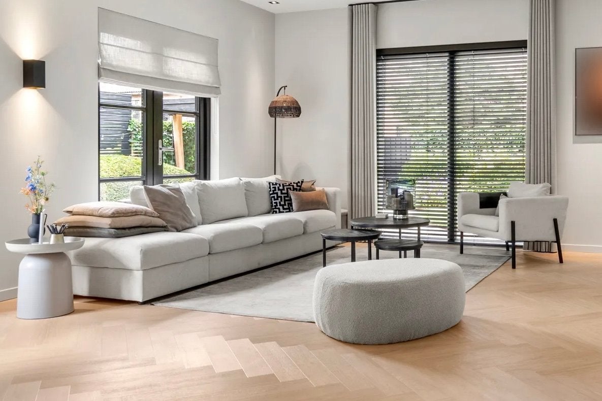 IKEA VIMLE 3-zitsbank met hocker en KOARP fauteuil, Ophalen, Driepersoons, 75 tot 100 cm, Zo goed als nieuw
