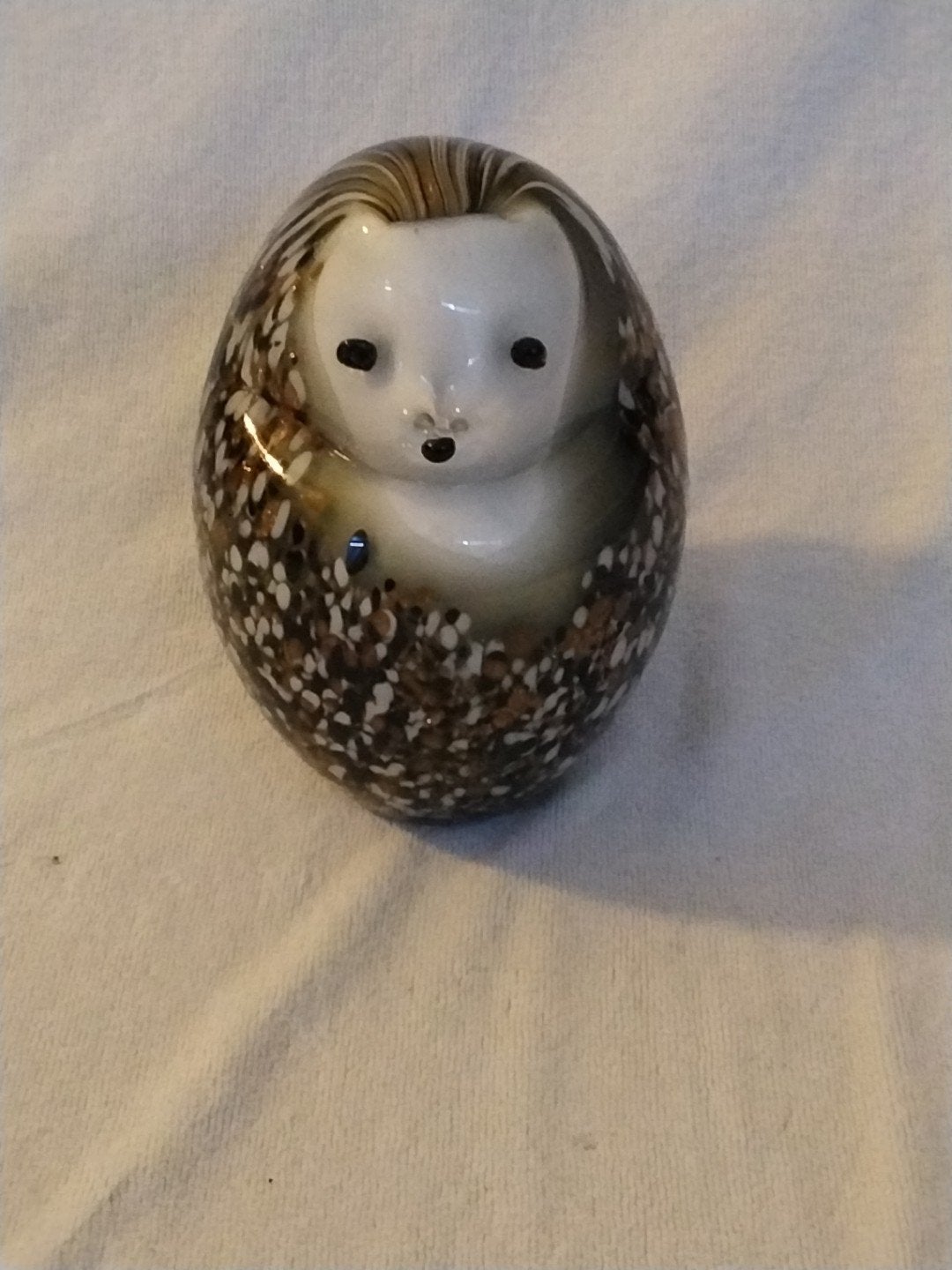 Glazen Egel Figuur - 12 cm hoog, 9 cm diameter, Meerkleurig, Overige stijlen, Ophalen of Verzenden, Zo goed als nieuw