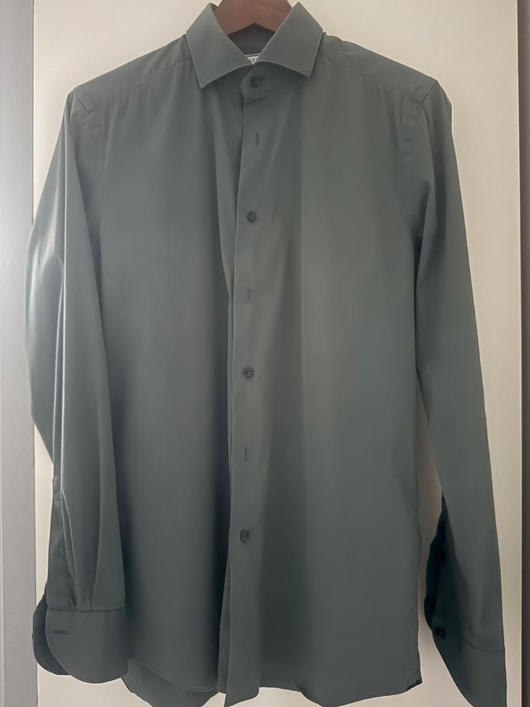 Xacus Tailor Fit overhemd - Groen - Maat 38, Kleding | Heren, Overhemden, Ophalen of Verzenden, Zo goed als nieuw, Groen, Halswijdte 38 (S) of kleiner