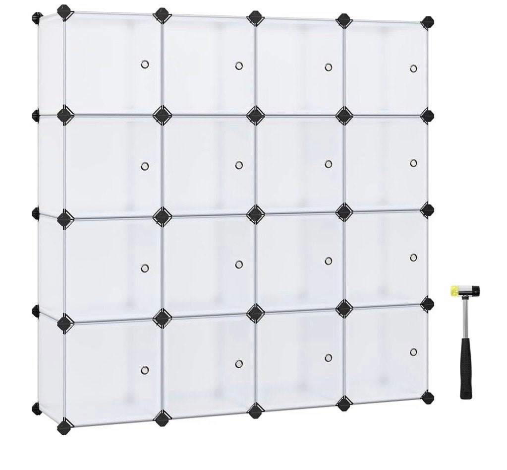 Songmics Modulair Opbergrek - 16 Kubussen - Wit, Songmics, Nieuw, Ophalen of Verzenden, Songmics
