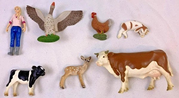 Schleich Boerderij Set Boerin Koe Kalf Gans Haan Lam Figuren, Coolsingel 104, 3011 AG Rotterdam, Netherlands, Dierenbeeld, Kunststof