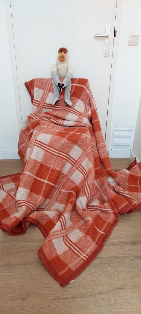 Grote Vintage Deken 180x220 cm – Rood Wit Ruit Retro, Eu, Eenpersoons, Eu, Overige materialen