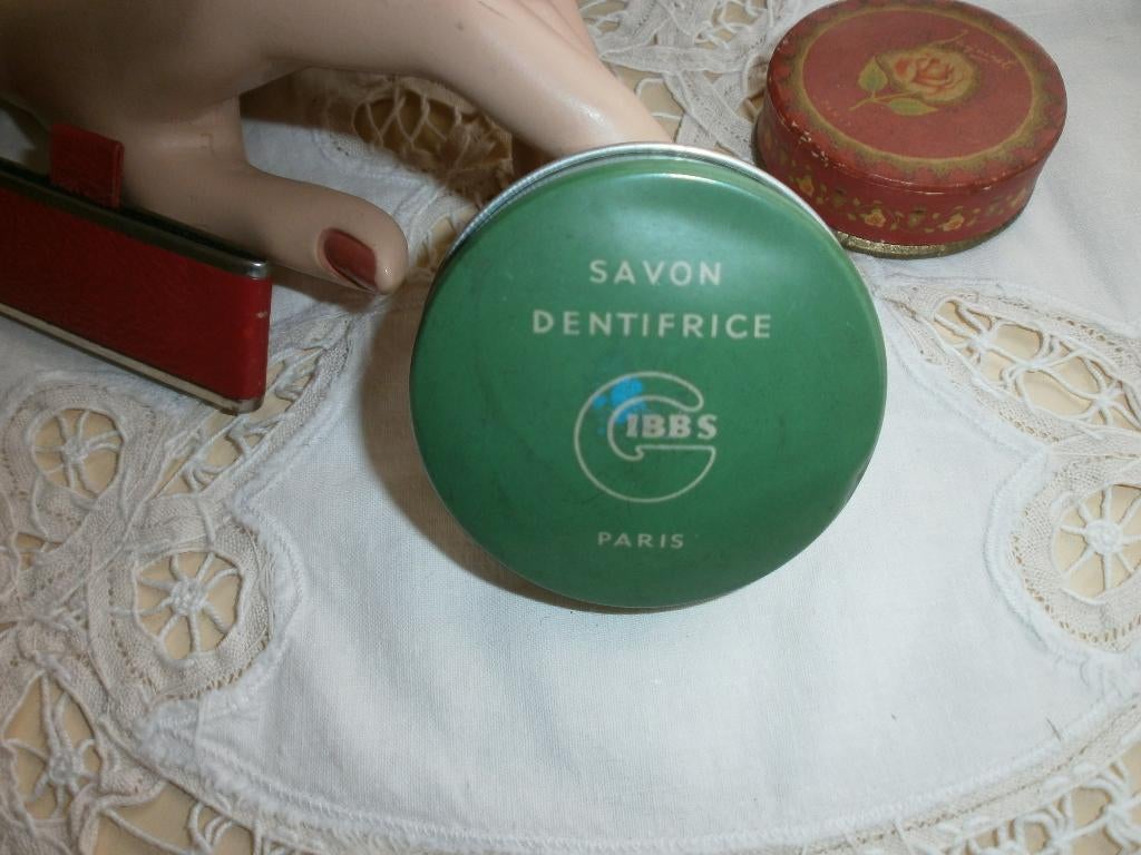 Antiek blikje Savon Dentrifice Gibbs Paris tandzeep, Ophalen of Verzenden, Zo goed als nieuw