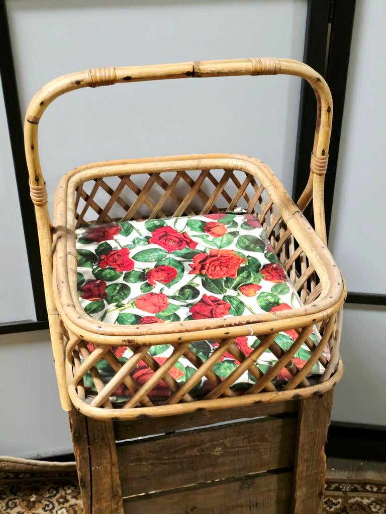 9820: Vintage 70s Carrying Basket Rosenresli, Gebruikt, Mand, Ophalen of Verzenden, Riet