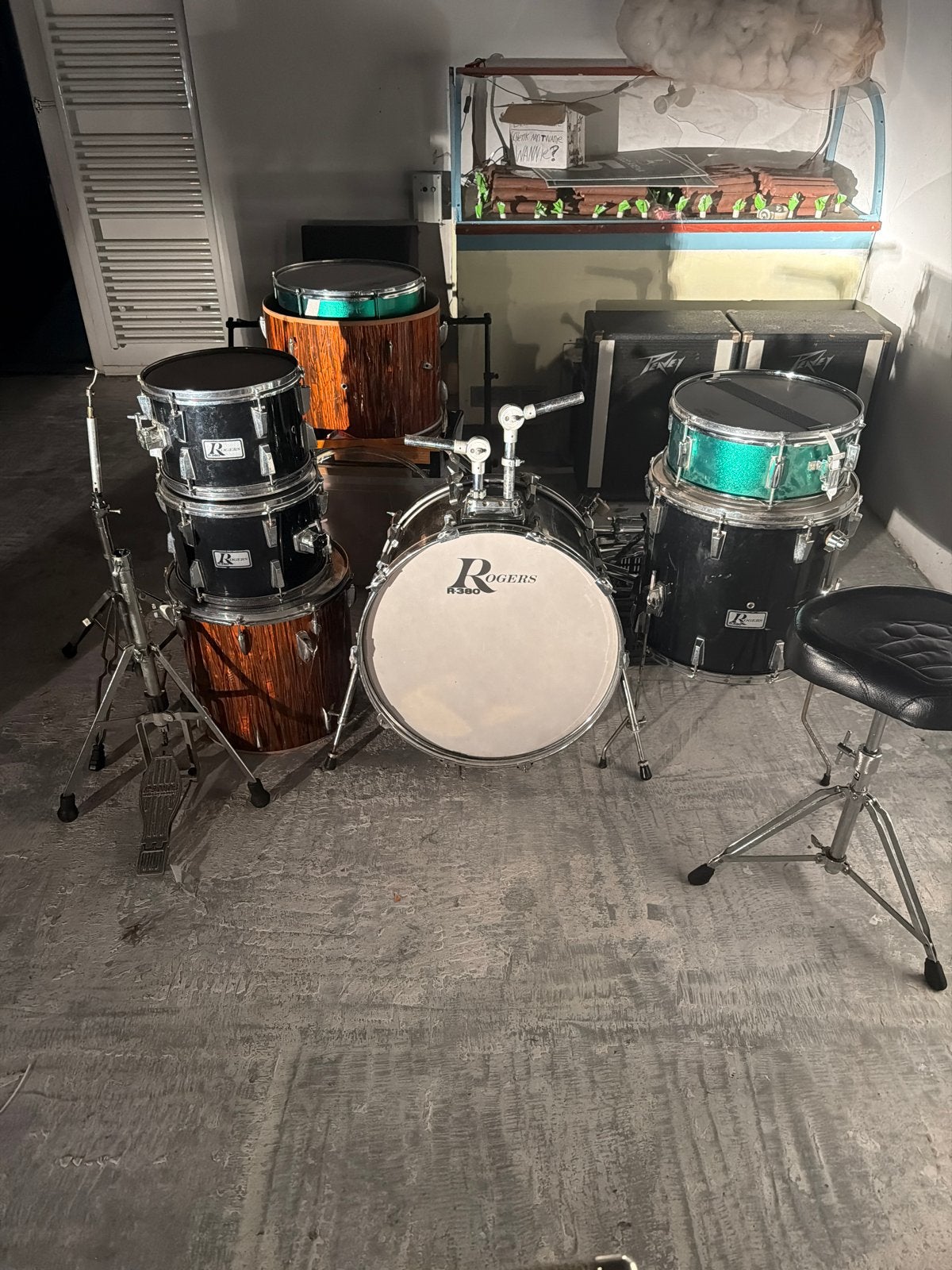 Rogers drumstel met extra onderdelen en kruk, Ophalen, Gebruikt, Overige merken