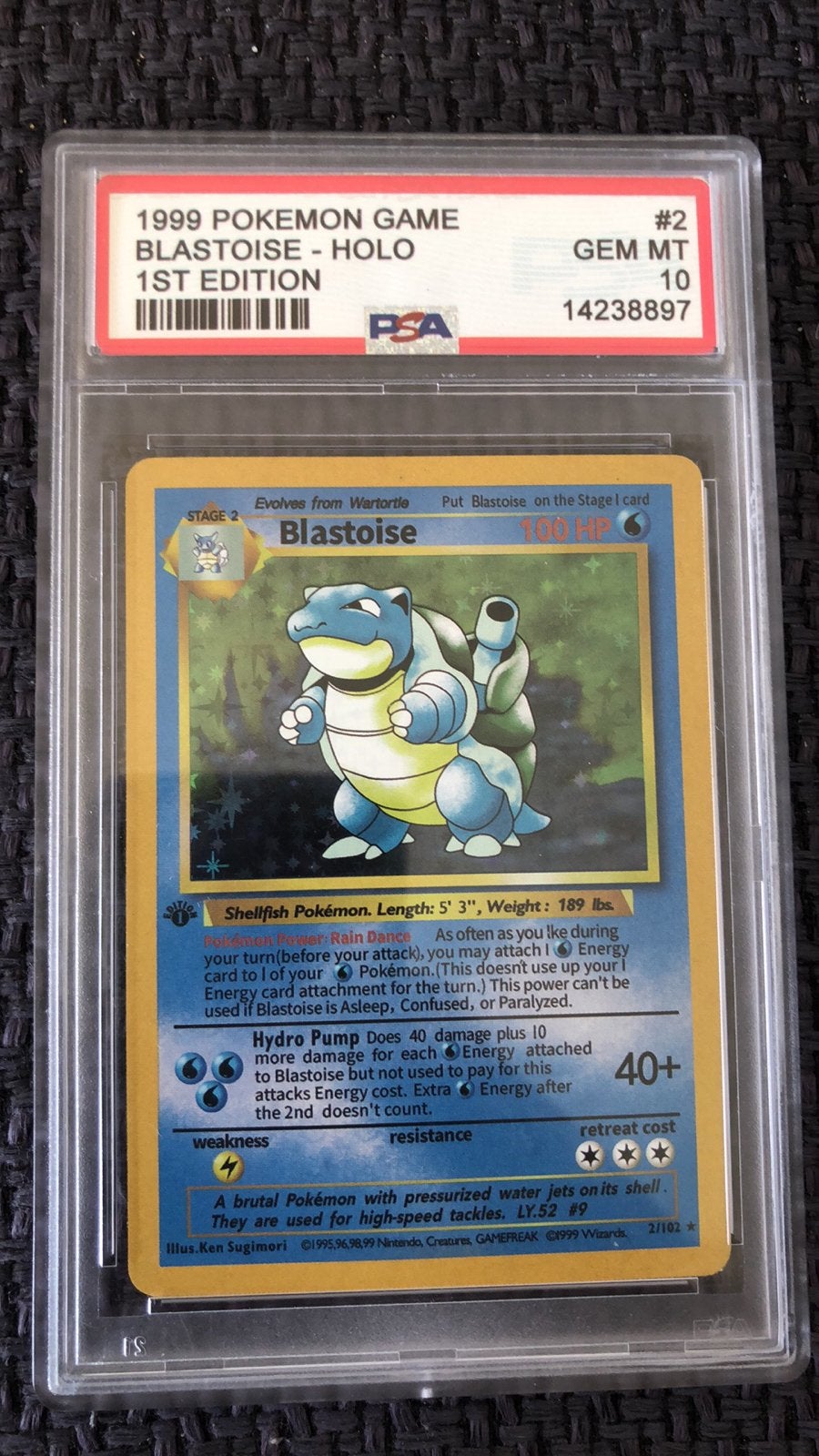 PSA 10 Blastoise Holo 1st Edition 1999 Pokémon Kaart, Hobby en Vrije tijd, Verzamelkaartspellen | Pokémon, Ophalen of Verzenden