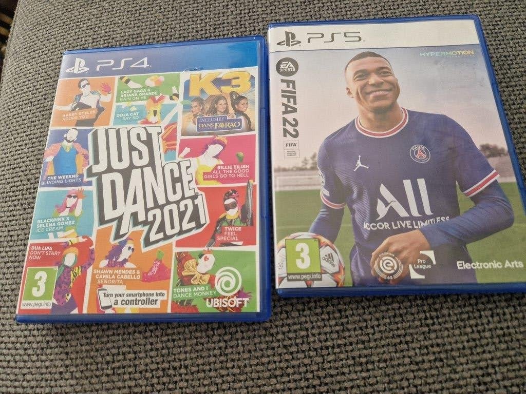 Fifa 22 en just dance 2021, Ophalen, Zo goed als nieuw, Sport, 3 spelers of meer