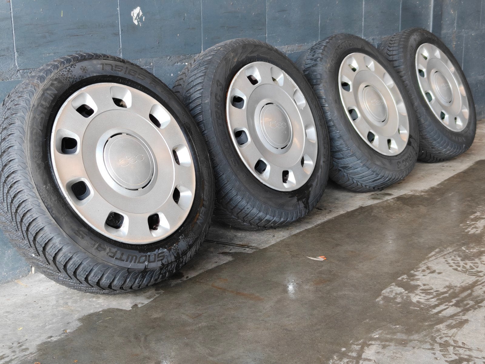 14" Originele Fiat 500 Panda Punto Winterset Vredestein, 14 inch, Gebruikt, 175 mm, Banden en Velgen