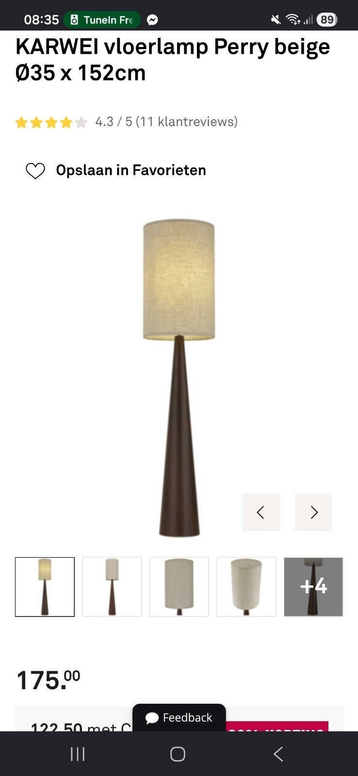 Vloerlamp, Huis en Inrichting, Lampen | Vloerlampen, Ophalen, Nieuw, 150 tot 200 cm