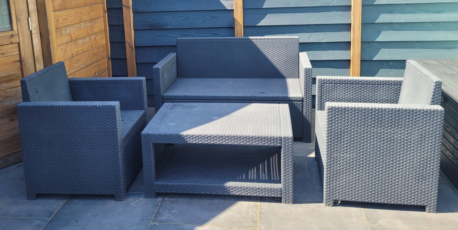 Allibert Loungeset - 2 Stoelen, Bank en Tafel, Tuin en Terras, Tuinsets en Loungesets, Ophalen, Gebruikt, Kunststof, Bank