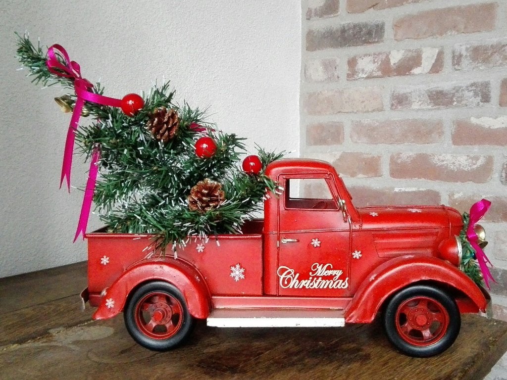kerstwagen vrachtwagen met cadeaus kerst rolt kerstmis, Diversen, Kerst, Ophalen of Verzenden