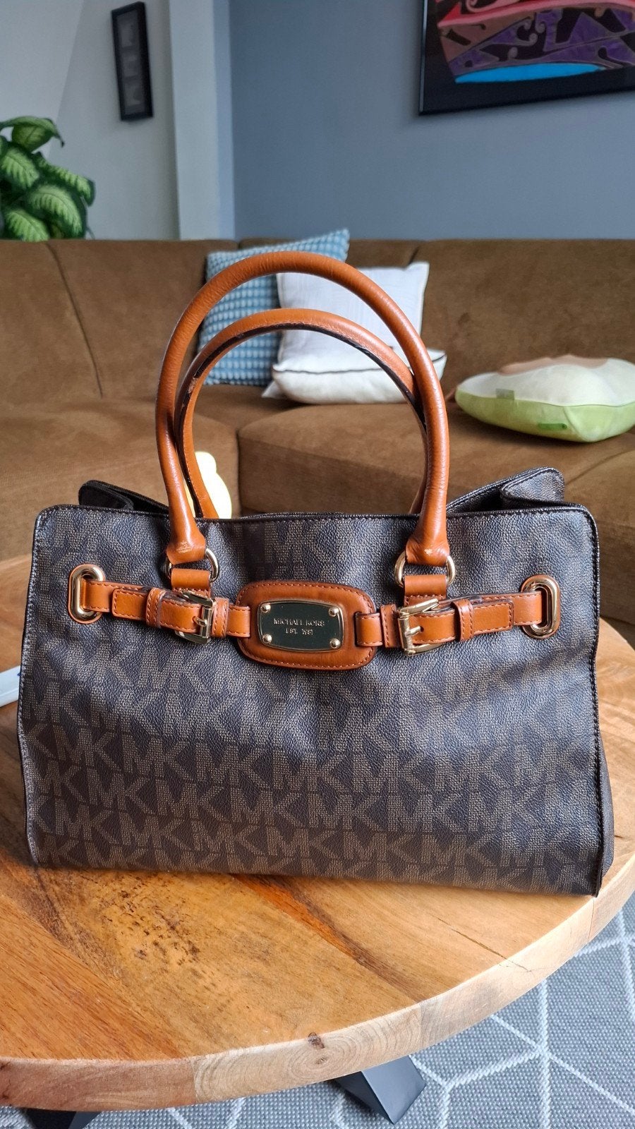 Michael Kors Handtas - Bruin met MK-logo, Ophalen of Verzenden, Gebruikt, Bruin, Handtas