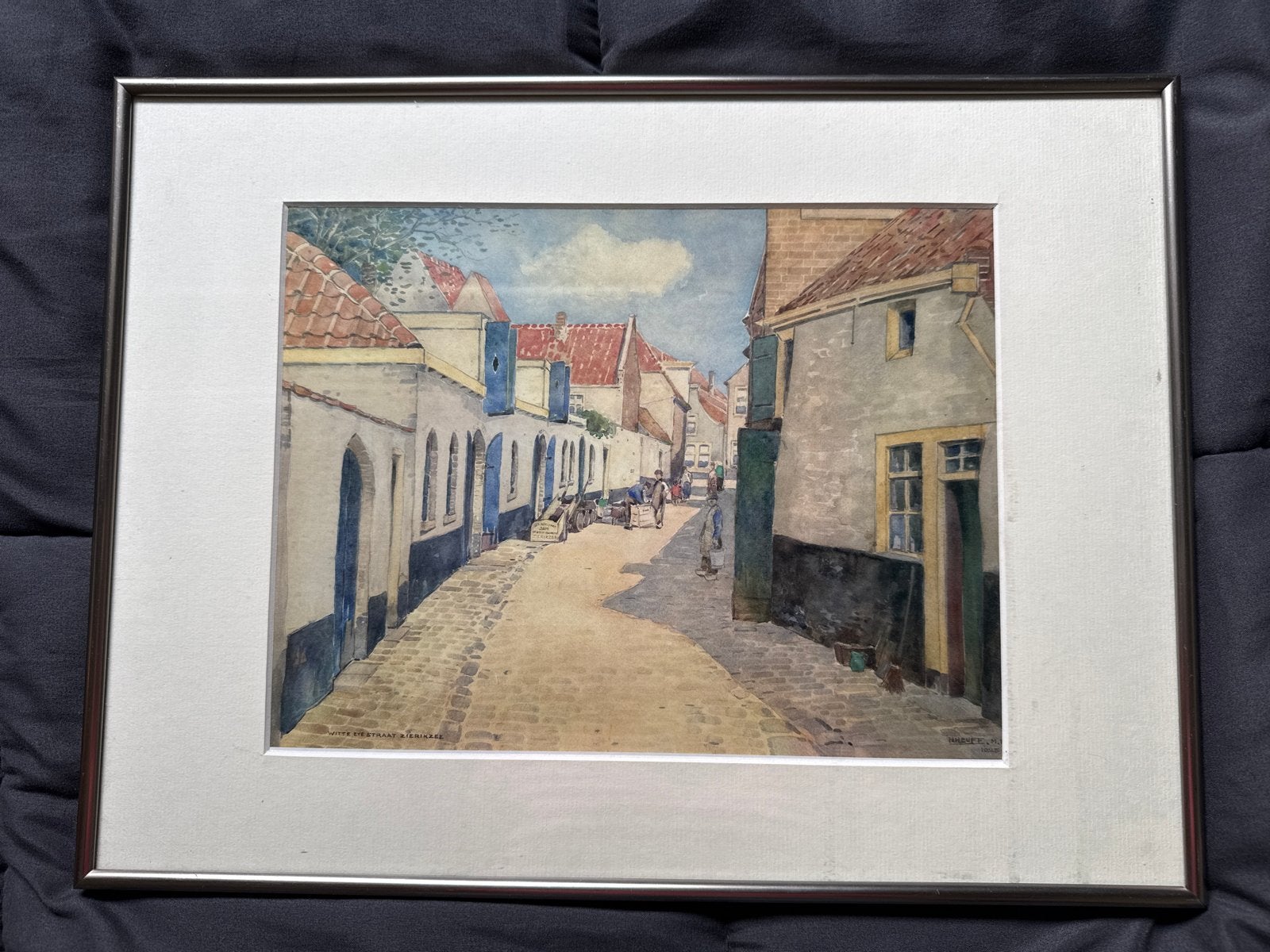 Aquarel 'Witte Eye' Straat Zierikzee door H. heuff, Antiek en Kunst, Ophalen