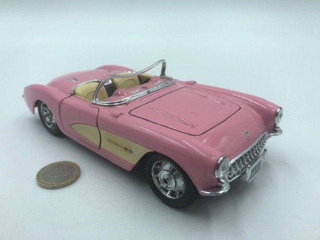 Chevrolet Corvette 1957 Roze, Bburago, Ophalen of Verzenden, Gebruikt, Auto, Bburago