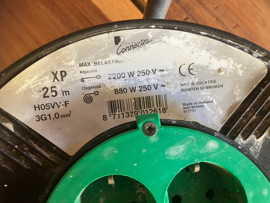 Kabelhaspel 25 mtr., Ophalen of Verzenden, Gebruikt, Overige merken, Kabel of Snoer