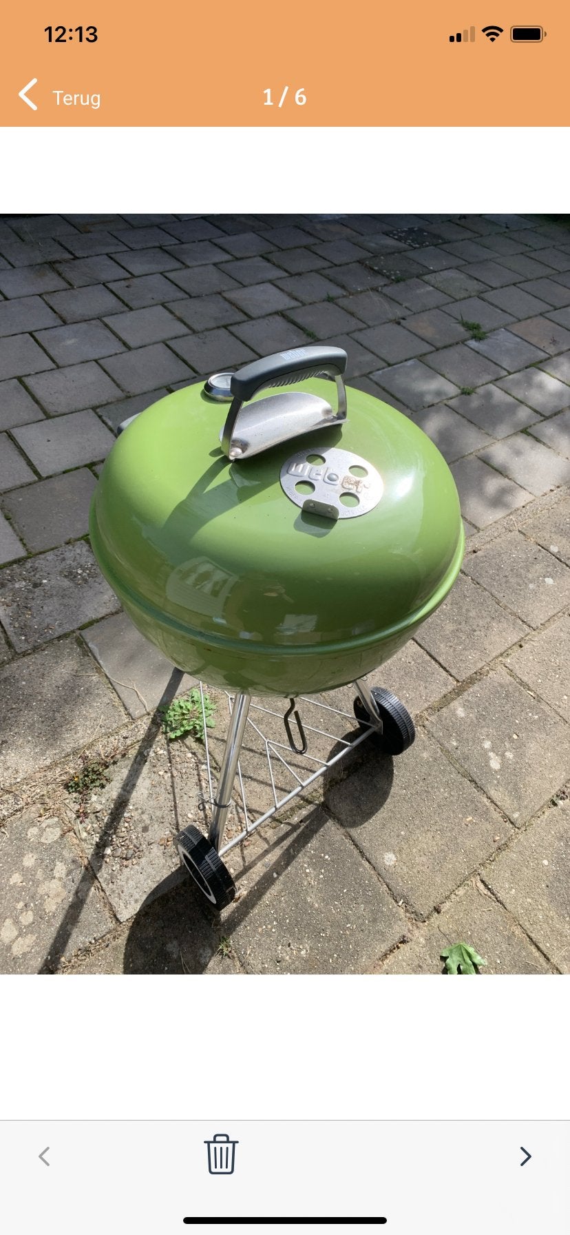Groene Weber barbecue met wielen zgn, Ophalen of Verzenden, Zo goed als nieuw
