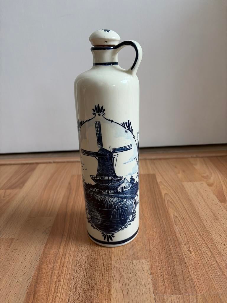 Delfts Blauw karaf met molen decoratie, Ophalen of Verzenden