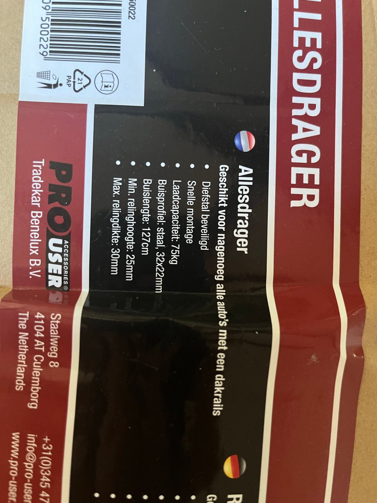 ProUser Allesdrager - Dakdragers voor auto's met dakrails, Auto diversen, Dakdragers, Ophalen, Gebruikt