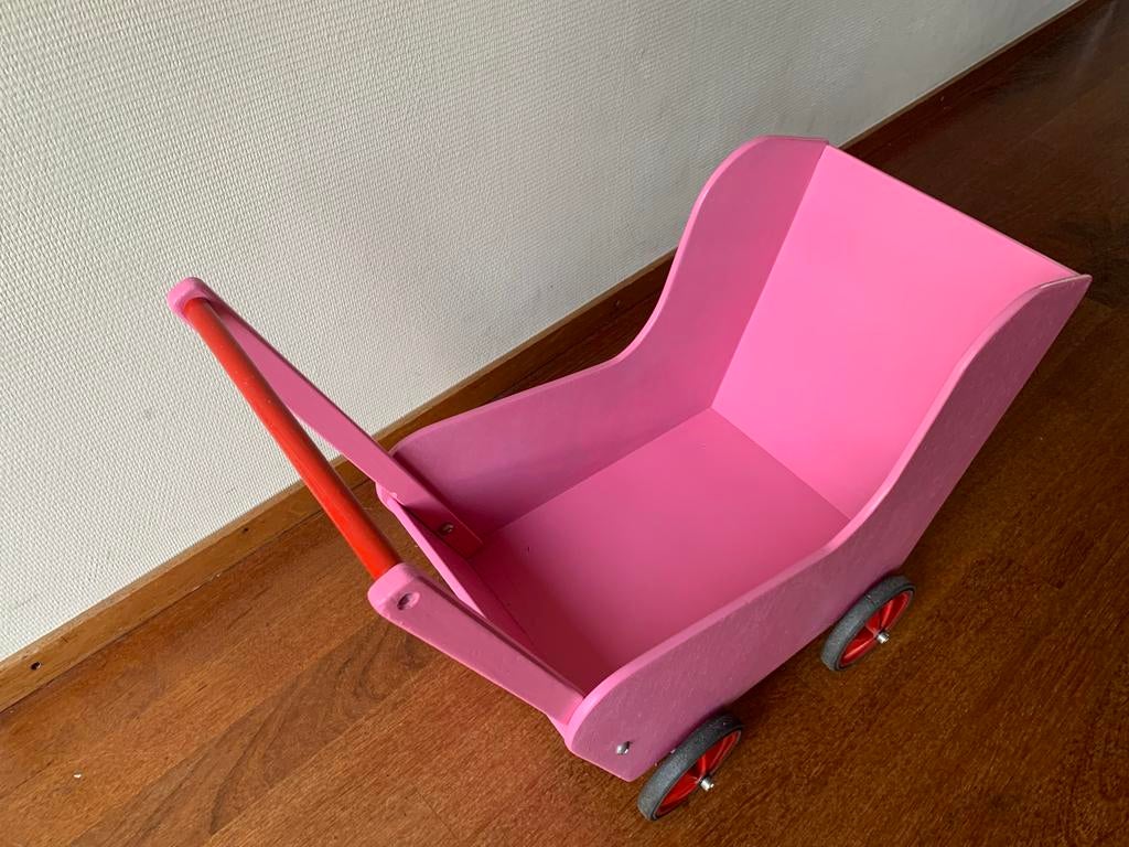 Stevige houten loopwagen roze, Kinderen en Baby's, Speelgoed | Overig, Gebruikt, Meisje, Ophalen of Verzenden
