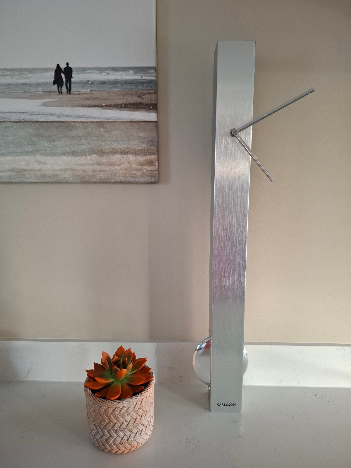 Karlsson Pendulum Klok, Wandklok, Ophalen of Verzenden, Zo goed als nieuw, Zilver