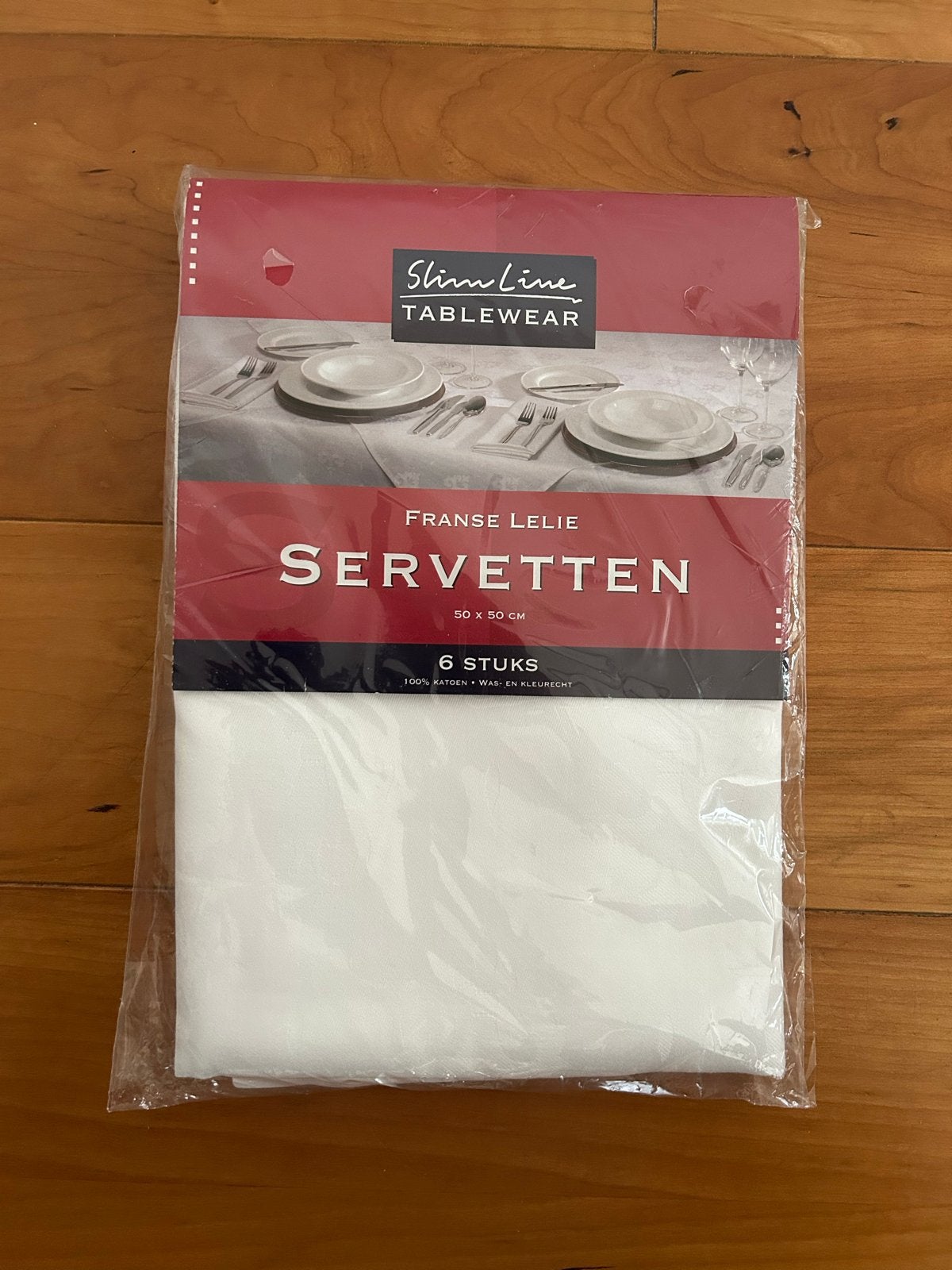 Slim Line Servetten Franse Lelie 50x50 cm - 6 Stuks, Ophalen, Katoen, Overige merken, Wit