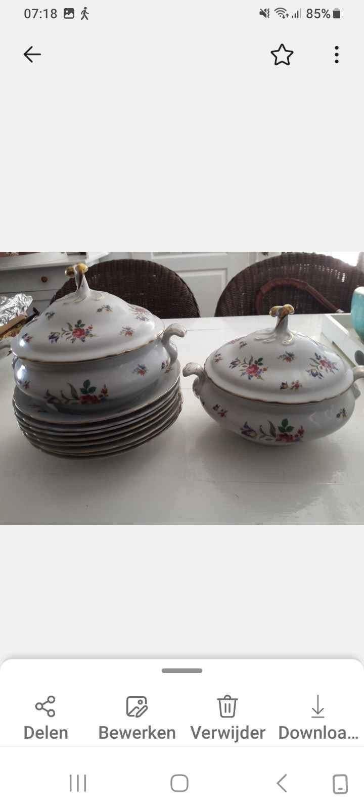 Bavaria servies - Twee soepterrines met bloemmotief, Gebruikt, Overige merken, Klassiek, Overige typen