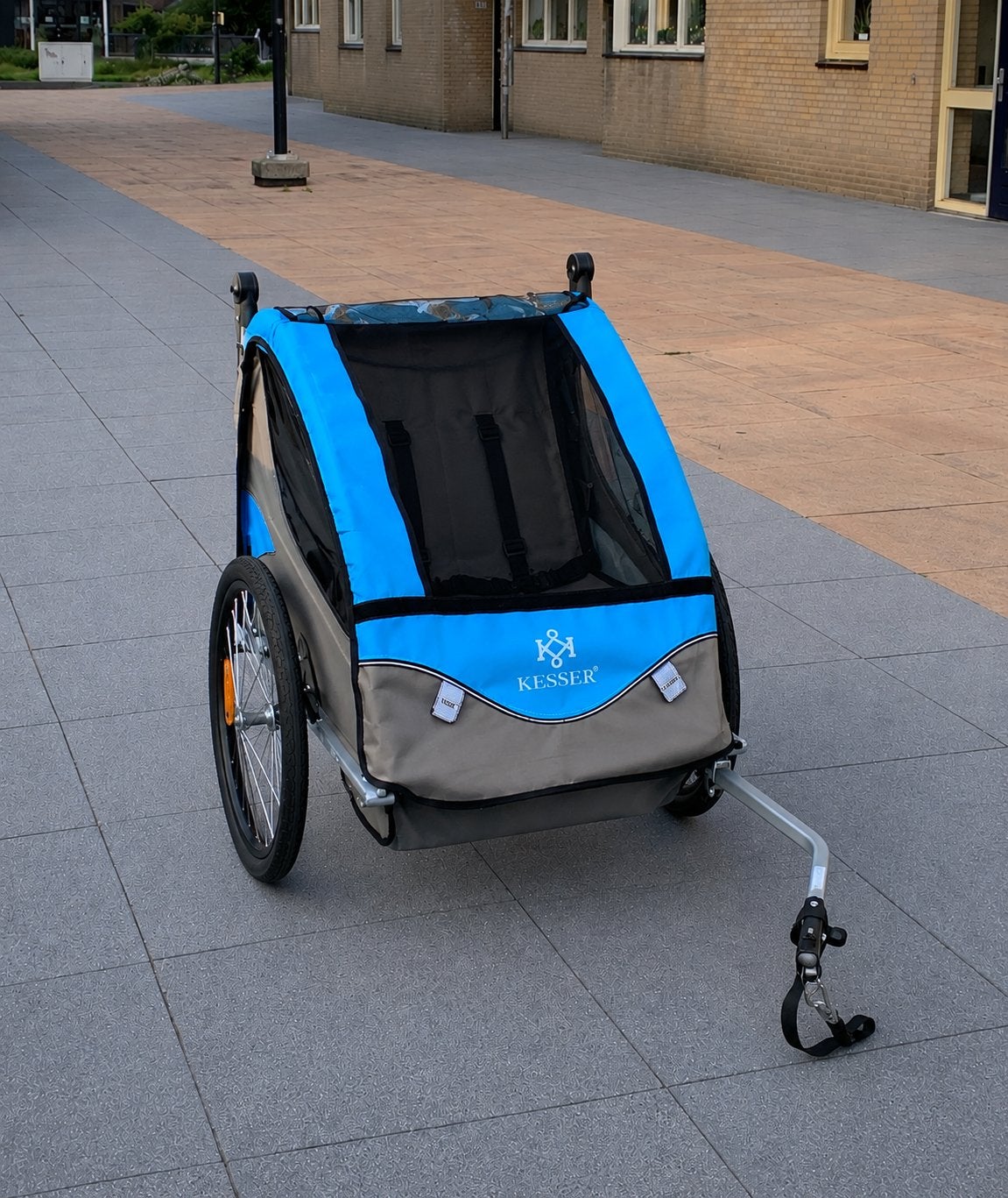KESSER Kinderfietskar - Blauw/Grijs - Zo goed als nieuw, Fietsen en Brommers, Fietsaccessoires | Aanhangers en Karren, Ophalen