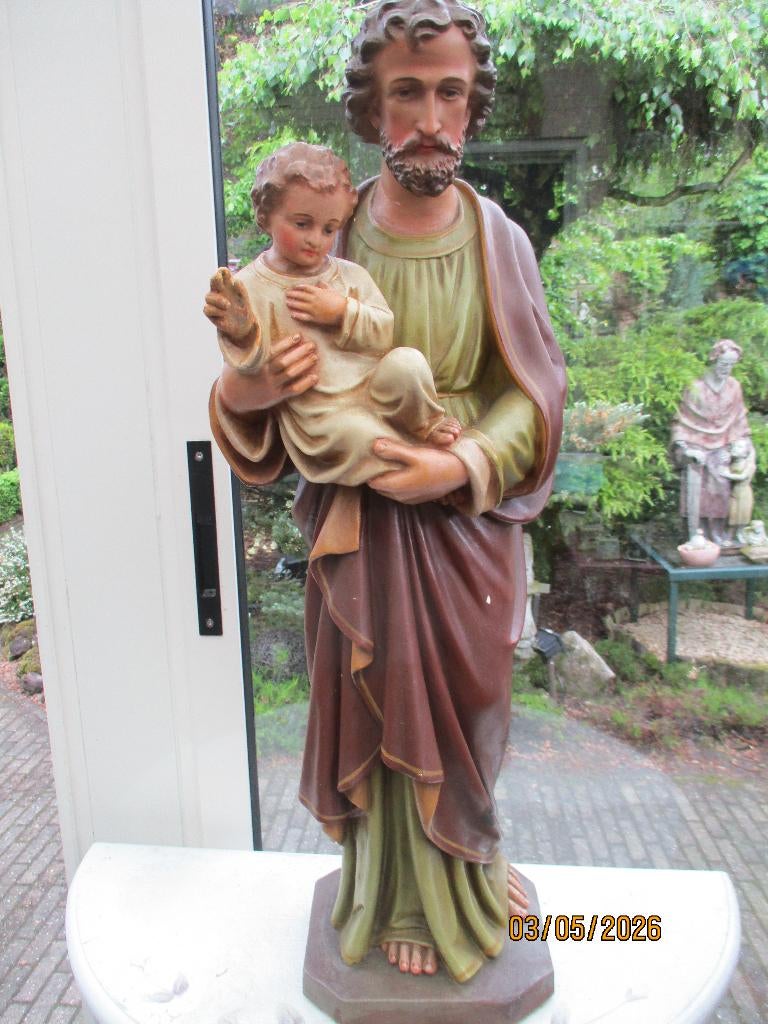 Te koop: Beeld Jozef en Jezus., Antiek en Kunst, Antiek | Religie, Ophalen