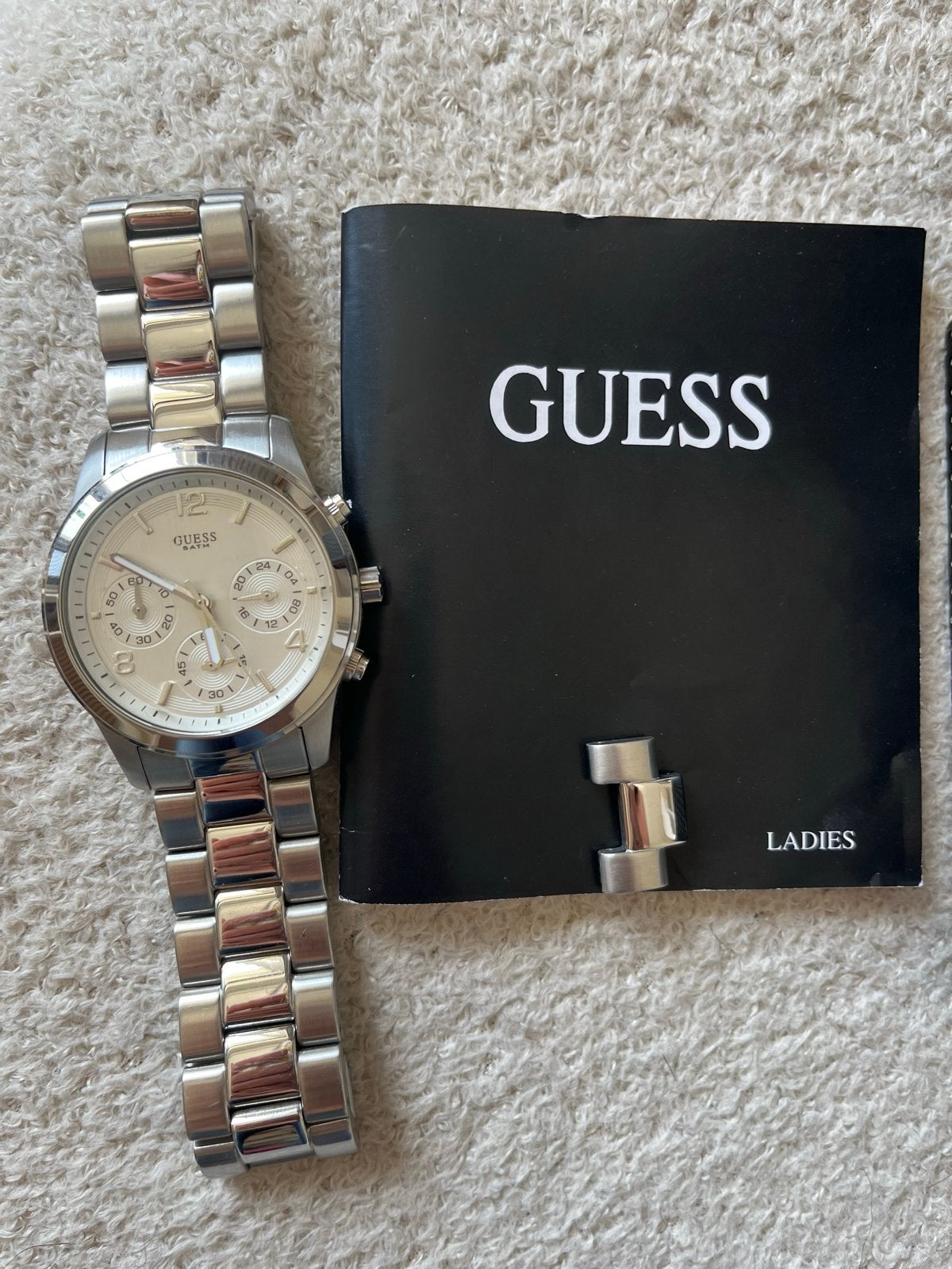 Guess dameshorloge zilver met schakelband, Staal, Staal, Guess, Polshorloge