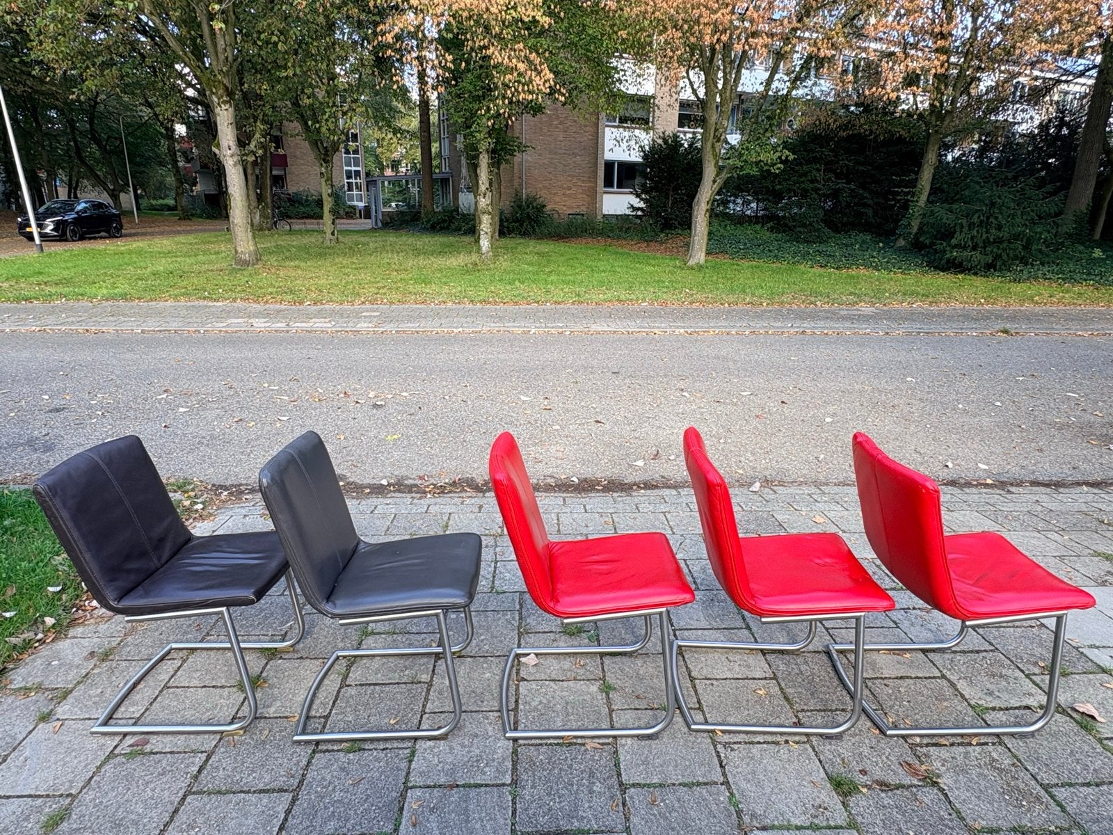 Henders & Hazel eetkamerstoelen (5 stuks), Ophalen, Gebruikt, Overige kleuren, Leer
