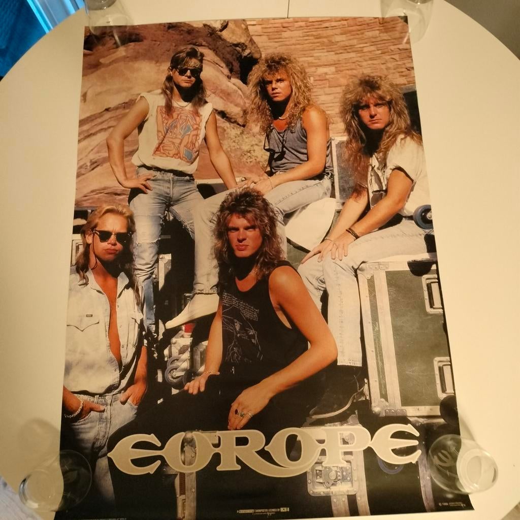 Groot Formaat Vintage Europe Band Poster Jaren '80, Ophalen, Deurposter of groter, Muziek, Rechthoekig Staand