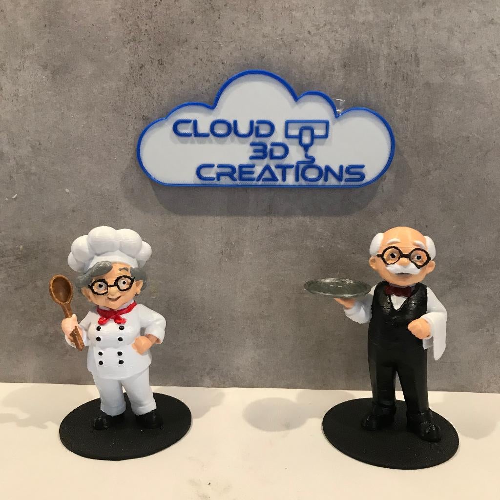 Chef Oma en Ober Opa- 3D geprint - handgeschilderd, Ophalen of Verzenden, Nieuw, Fantasy