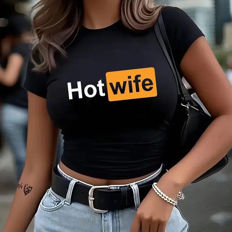 Luxe crop shirt Y2k stijl voor meiden - Hot Wife, Kleding | Dames, Ophalen of Verzenden, Nieuw, Maat 36 (S), Korte mouw