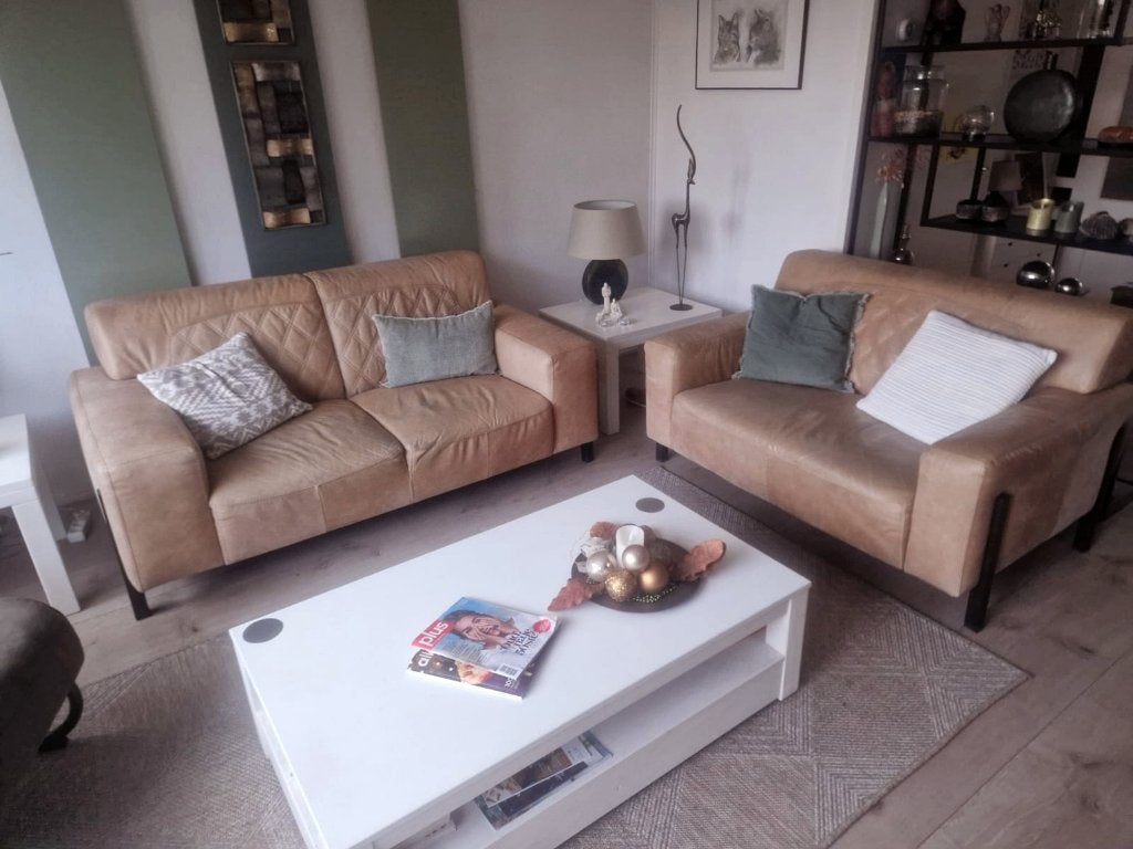 Lederen Bankstel, Huis en Inrichting, Banken | Bankstellen, Ophalen, Gebruikt, 150 tot 200 cm, 75 tot 100 cm