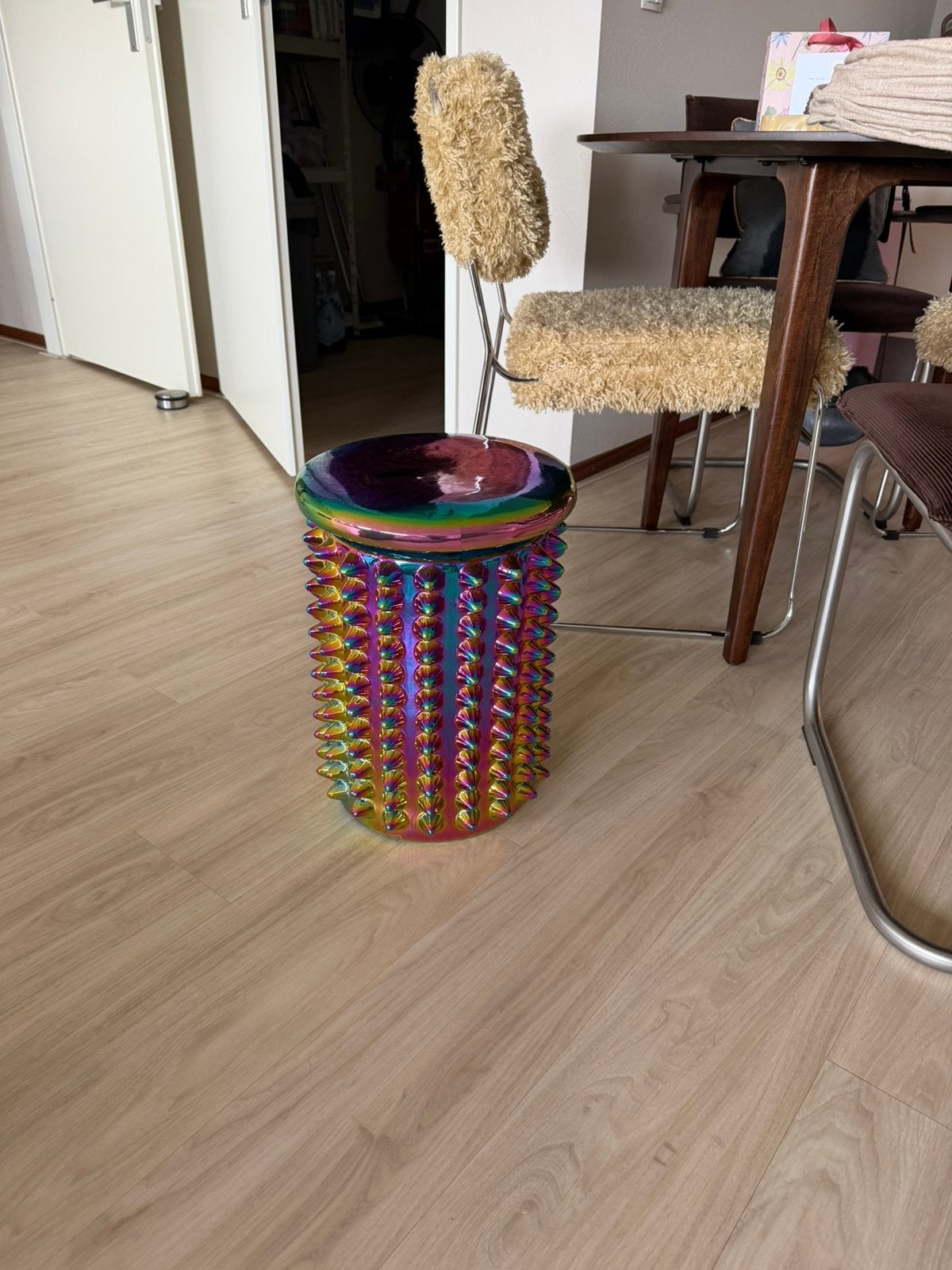 Pols potten oily folds spike bijzettafel, Minder dan 55 cm, Rond, Zo goed als nieuw, Ophalen