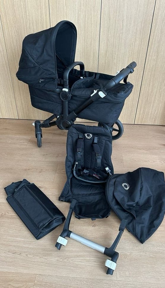 Bugaboo Donkey 5 Duo Kinderwagen Zwart - Compleet, Ophalen, Zo goed als nieuw, Combiwagen, Duowagen