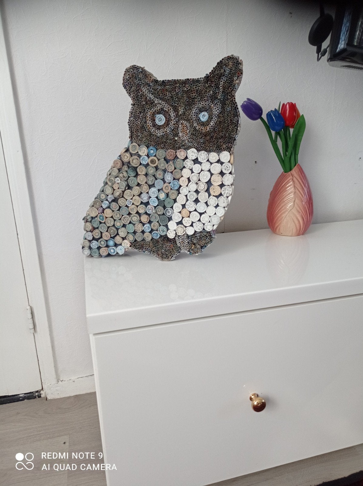 Mooie kunstwerk uil 42 x 32 x 7,5 cm, Ophalen of Verzenden, Zo goed als nieuw, Vogel, Beeldje of Figuurtje