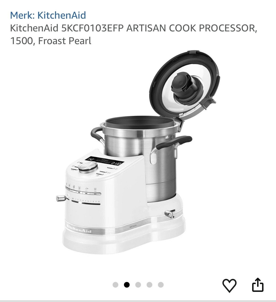 KitchenAid 5KCF0103EFP Artisan Cook Processor - Wit, 4 liter of meer, Nieuw, 3 snelheden of meer, Ophalen of Verzenden