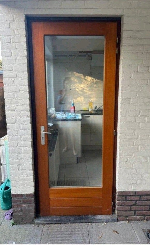 Buitendeur + kozijn met HR glas en 3-puntssluiting, Doe-het-zelf en Verbouw, Ophalen, Gebruikt, 80 tot 100 cm, Buitendeur