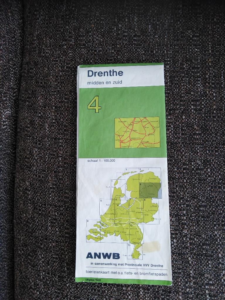 ANWB Toeristenkaart nr. 4 - Drenthe - 1981, Verzamelen, Ophalen of Verzenden