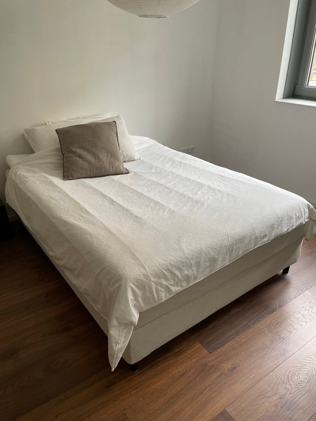 IKEA Boxspring 140x200 beige met matras, Ophalen, Gebruikt, Beige, Tweepersoons