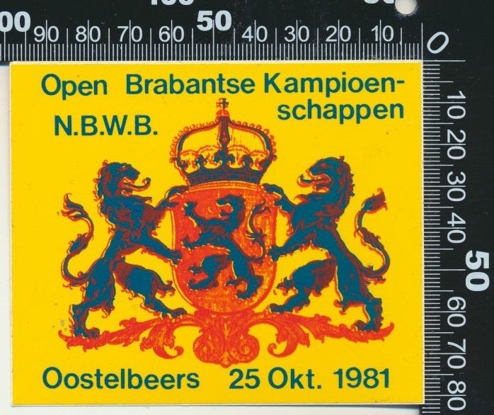 Sticker: NBWB Brabantse Kampioenschappen 1981 - Oostelbeers, Verzenden, Zo goed als nieuw, Sport