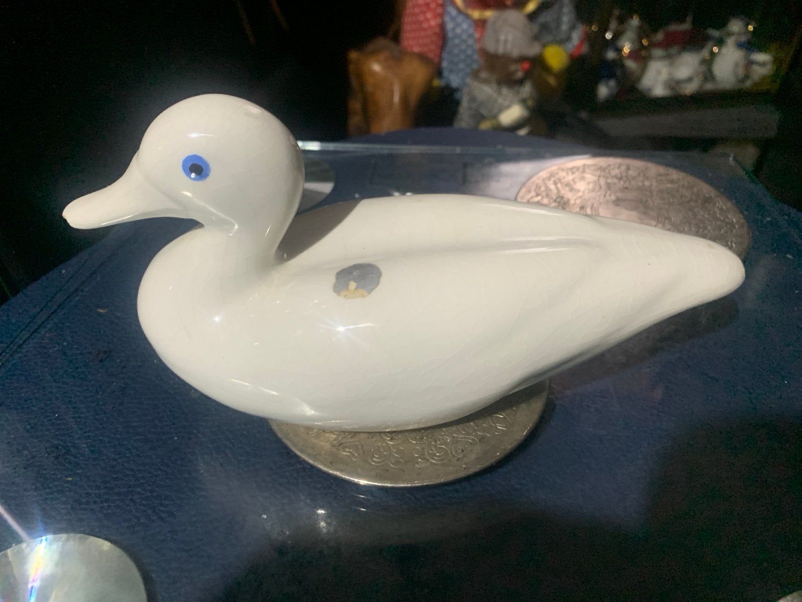 Witte keramische eend decoratie, Antiek en Kunst, Ophalen of Verzenden