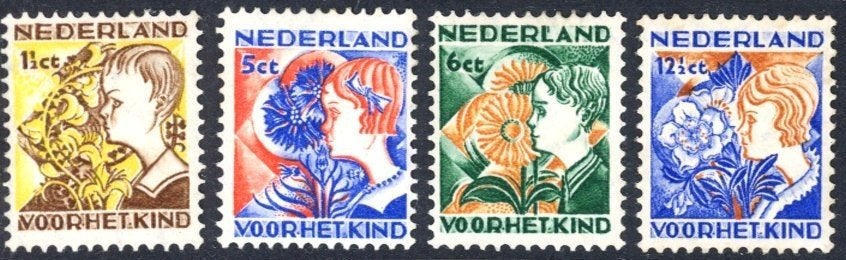 Kinderzegels 1932, NVPH 248-251, ongebruikt (lees), Postzegels en Munten, Ophalen of Verzenden, T/m 1940, Postfris