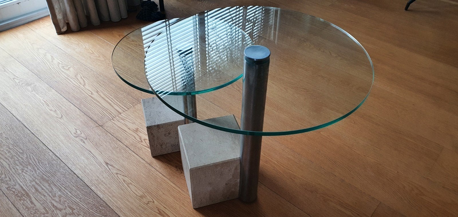 Bijzettafels glas & marmer Metaform HK-1 & HK-2, Huis en Inrichting, Tafels | Bijzettafels, Minder dan 55 cm, Rond, Modern, Ophalen
