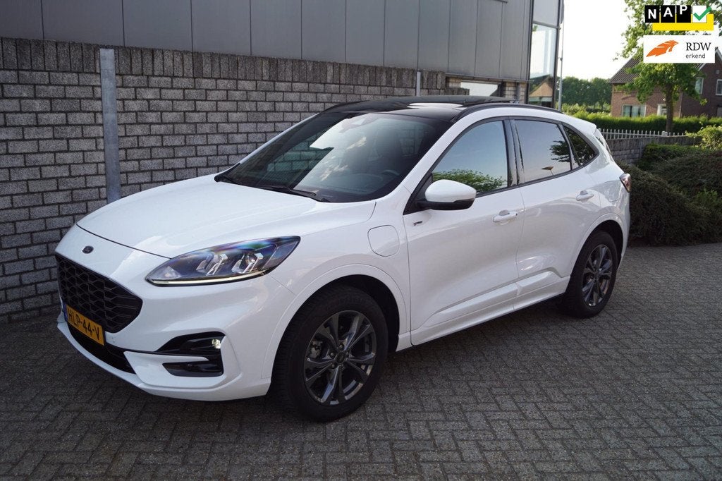 Ford KUGA 2.5 PHEV ST-Line X Autom Panodak Stoel/Stuur Voorr, Auto's, Ford, Gebruikt, 4 cilinders, Wit, Plug-in hybride