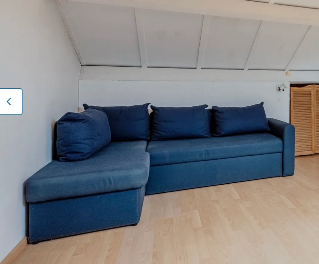 Gratis Slaapbank Ikea (Friheten) donkerblauw, Ophalen, Gebruikt, Blauw, Tweepersoons