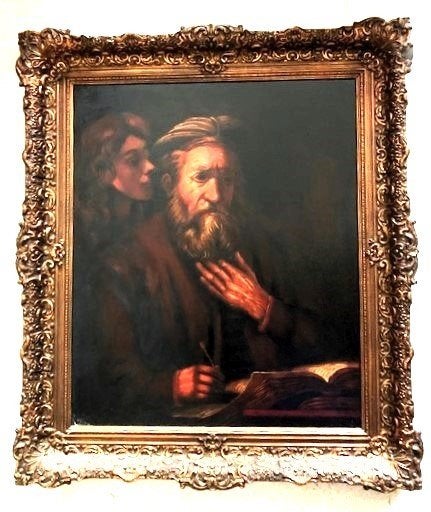 Wijsgeleerde met vrouw op achtergrond - ca. 1945, Doek, Portret of Personen, Impressionistisch, Ophalen of Verzenden